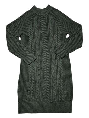 Uniqlo Dark Green Cable Knit Long Sweater Dress